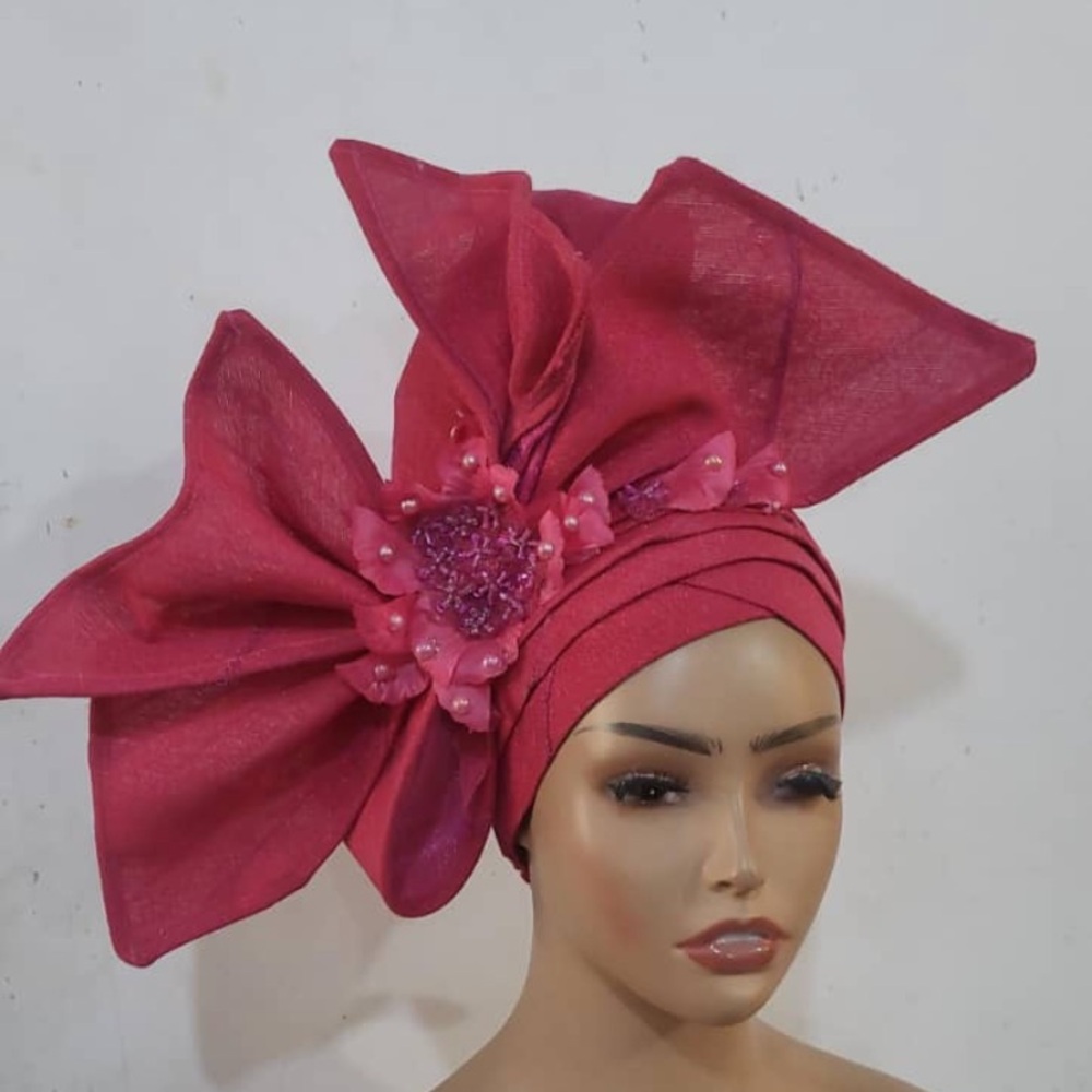 Designer Hat - Rare Elegant Classy One Of A Kind Hand Made Auto Gele GEL8 0326